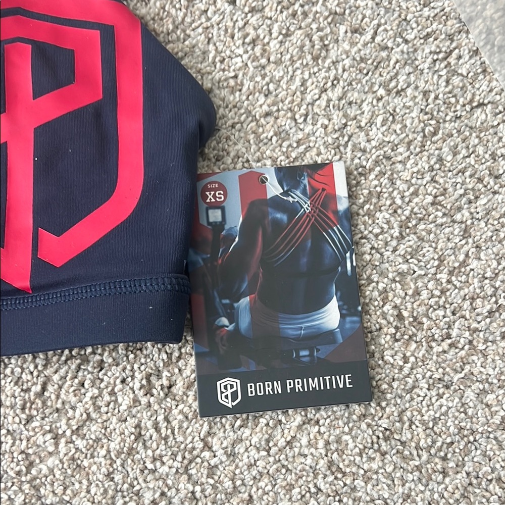 Born Primitive Vitality 2.0 Blue and Red Sports Bra with Geometric Logo - Picture 2 of 7